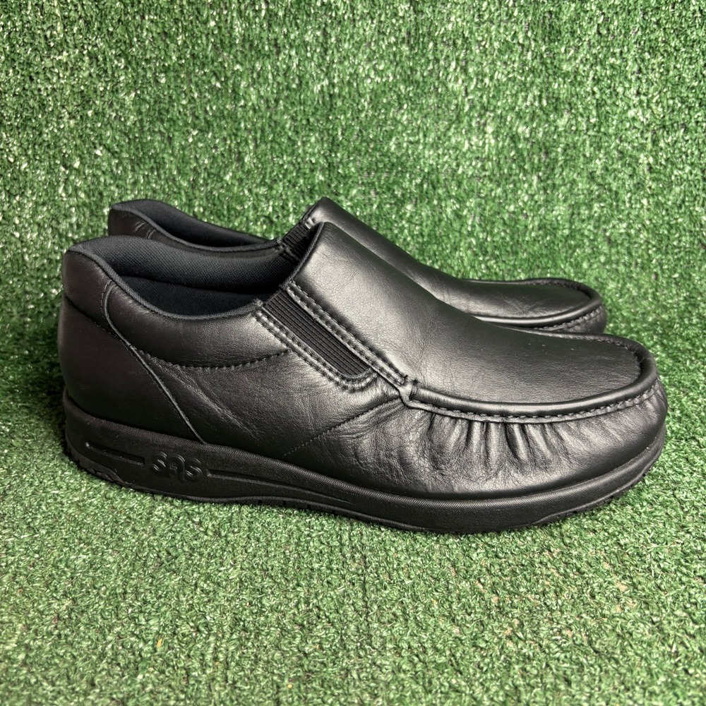 NEW SAS Navigator Slip Resistant Leather Comfort Loafer Work Shoe Black Mens 12M